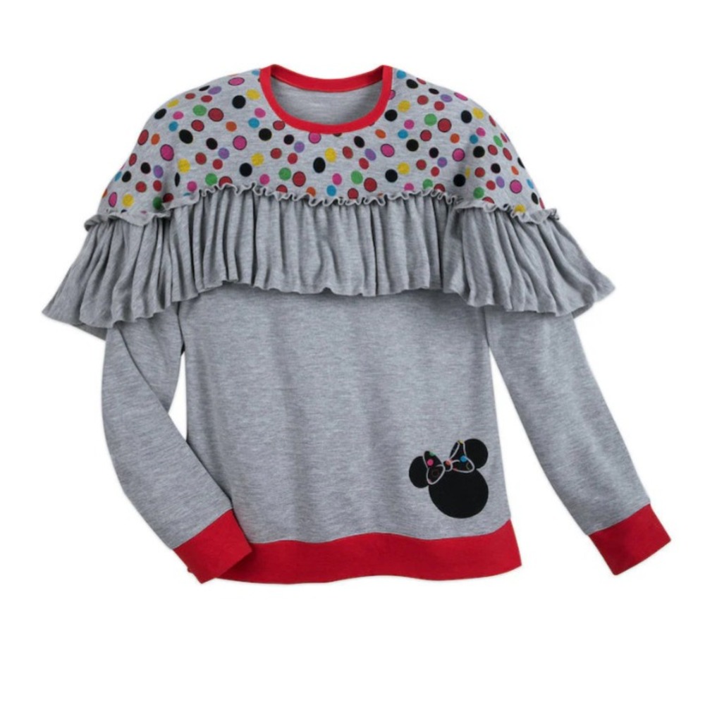 Disney Boutique Rock The Dots Minnie Mouse Top Women Size Medium Ruffle Vacation